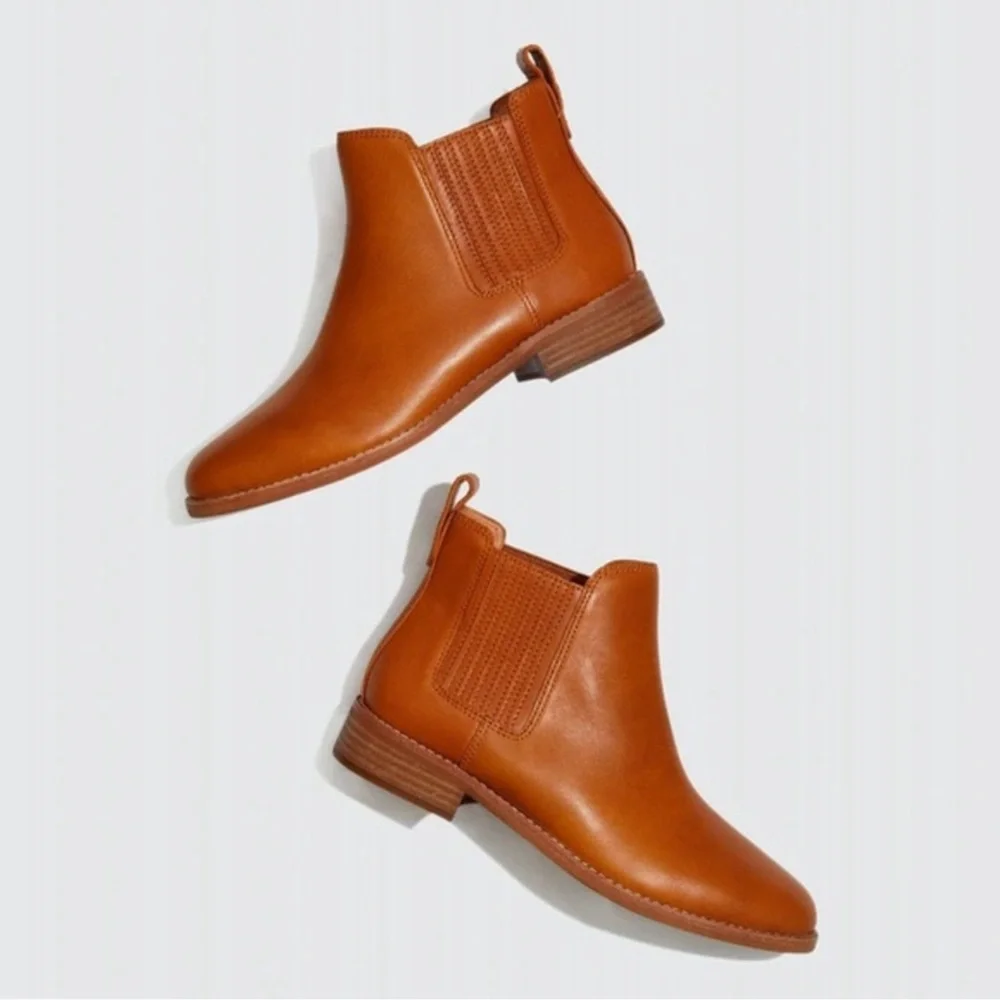Madewell Tan Ainsley Chelsea Leather Ankle Boots size 6M - Picture 1 of 12